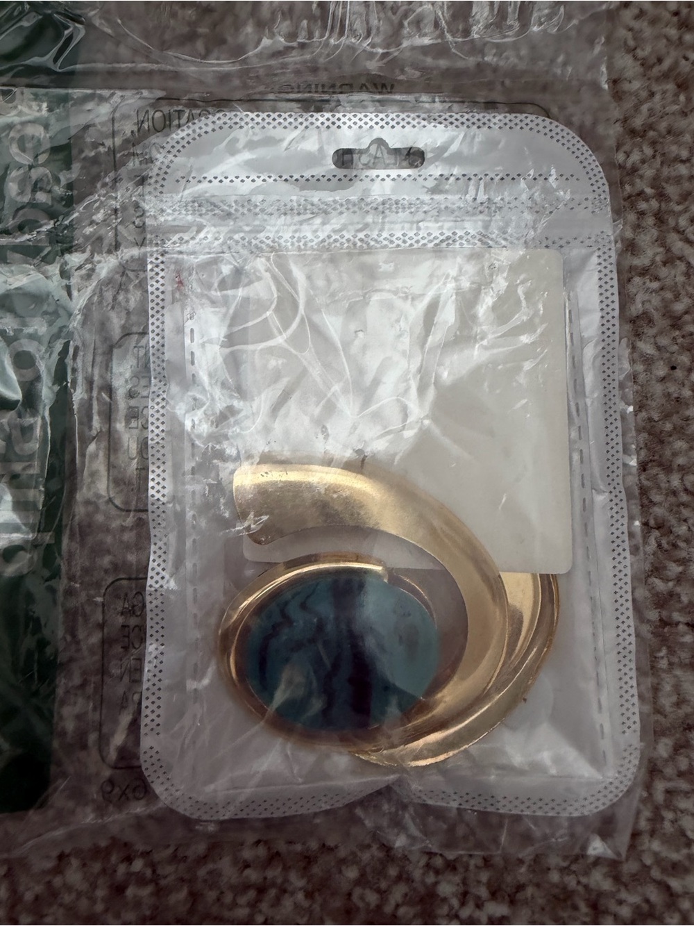 Gold Statement Earrings with Turquoise Stone - Picture 2 of 2